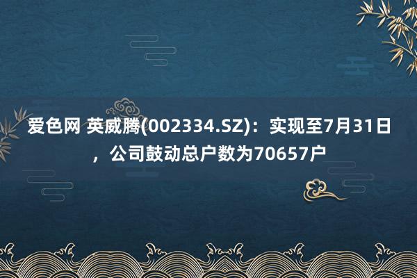 爱色网 英威腾(002334.SZ)：实现至7月31日，公司鼓动总户数为70657户