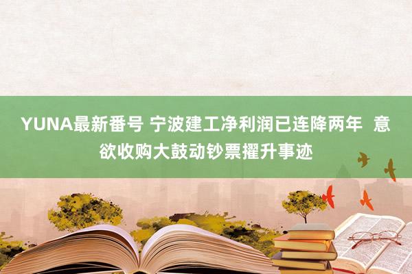 YUNA最新番号 宁波建工净利润已连降两年  意欲收购大鼓动钞票擢升事迹