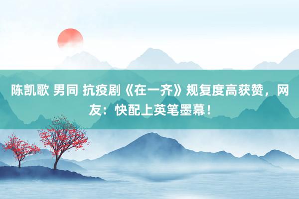 陈凯歌 男同 抗疫剧《在一齐》规复度高获赞，网友：快配上英笔墨幕！